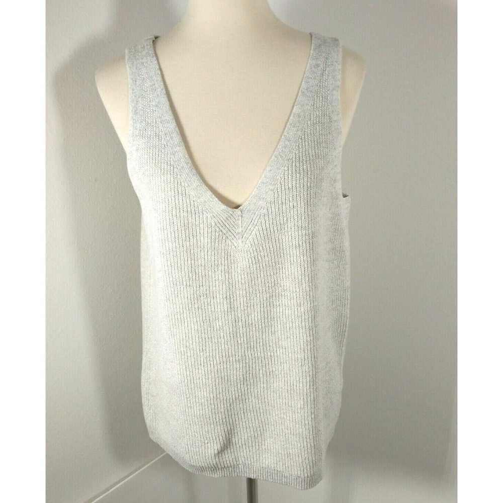 Gap Sweater Womens Large Gray Longline Tunic Vest Lagenlook Preppy Nautical Cozy